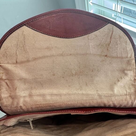 Vintage Oroton Australian Leather Saddle Bag Crossbody Purse Brown Red - Picture 9 of 12